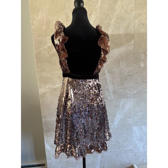Free People Tribeca Sequin Mini Party Dress - 2 - Copper, Open Back, NYE Holiday - Picture 12 of 16